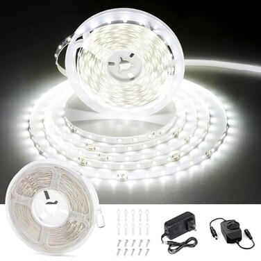 CT CAPETRONIX White LED Strip Light 328 Feet 24 Volt LED Light Strip White 6000K6500K Daylight Super Bright LED Tape Light for Bedroom Kitchen Closet Cabinet Mirror IndoorDimmer Included
