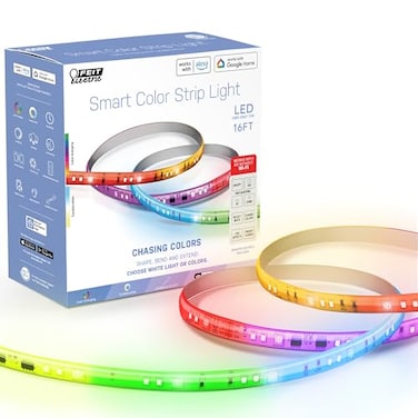 Feit Electric Smart Light Strip 16FT Ultrathin RGBW Color Chasing LED Light Strip 24GHz WiFi Enabled Works with Alexa and Google Home Assistant Remote Control 04in x 192in TAPE192CHASEAG