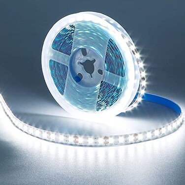 KXZM 12V LED Strip Light Cool White 6000K 5M164ft 600LEDs Flexible SMD2835 High Brightness NoWaterproof IP20 LED Tape Lights for Bedroom Kitchen Party etc DecorateNo Power Supply