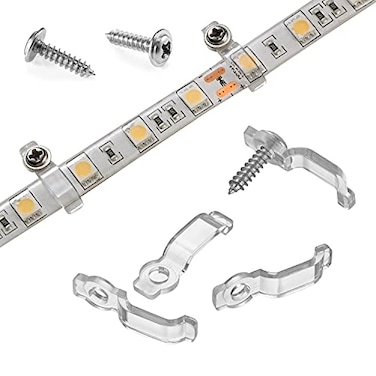 MMSD 100 Pack LED Strip Light mounting Bracket LED Tape clamp with 102 Screws Suit for 10mm Wide IP65 Waterproof Strip Light