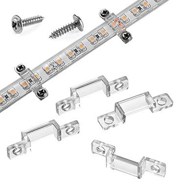 MMSD 100 Pack LED Strip Light mounting Brackets Strip Light clamp with 202 Screws Suit for 10mm Wide IP6768 Waterproof Strip Lights