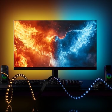 YIKEMJERP Monitor Backlight for Win PC Gaming Light Strip with Upgraded Software Required 65ft LED Strip Sync to 1932 Inch Screen Enhanced Color Matching Immersive Lighting for GamesMoviesMusic