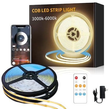 Yeewhale COB LED Strip Lights 100ft3000K DC 24V Dimmable Warm White Flexible LED Lights Strip for Bedroomwith Remote and app Control LED Rope Lights for Living RoomShelfCabineBed2 Rolls of 50ft