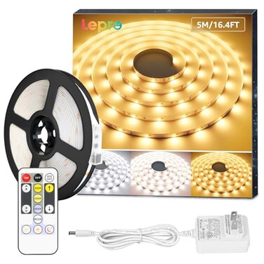 Lepro LED Tunable White Strip Light Warm to Cool White 164ft Dimmable Bright LED Tape Lights 300 LEDs 2835 Strong 3M Adhesive Not Cuttable Suitable for Christmas Decorations Home Bedroom
