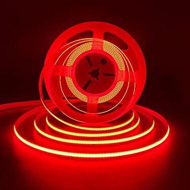 HAMRVL COB LED Strip Lights Red DC12V 164ft5M 320ledsM CRI90 Bright Flexible LED Tape Lights 8mm for Indoor Home CabinetBedroomKitchenStageBacklight DIY Lighting Without Power Supply Red