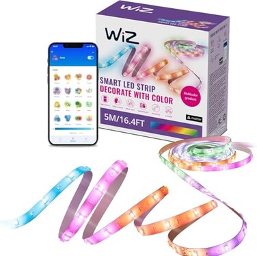 WiZ Connected 164 ft LED Light Strip For Your Smart Home Flowing Multicolor LED Lights ColorChanging RGBIC Lighting Cuttable VoiceApp Control Works with Google Home Alexa and HomeKit