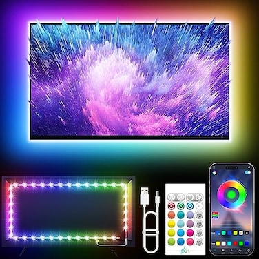 KANTUTOE LED Lights for TV 164ft LED Lights for 4575 Inch TVs RGB TV Backlight Behind Music Sync Bluetooth APP Remote Control Strip Lights USB Powered for Bedroom Gaming Home Dcor