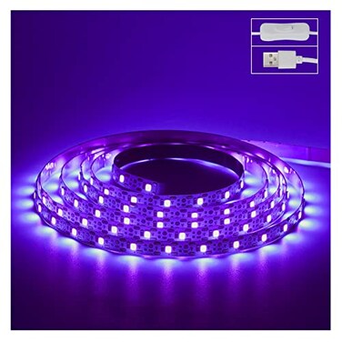 U4GLORY 66ft Black Light LED Strips 120 Lamp Beads USB Cable 15m LED Black Light Strip Kit DC5V 10W Flexible Blacklight strip lights NonWaterproof UV Light Strip for Indoor TV Decor Party Halloween