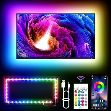 KANTUTOE TV LED Lights 115ft LED Lights for 3255 Inch TV RGB TV Backlight Behind with Remote Music Sync Bluetooth APP Control Strip Lights USB Powered for Bedroom PC Gaming Monitor