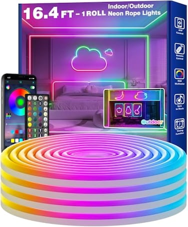 RCUICA 164FT LED Neon Rope Lights Waterproof with Smart App Control RemoteDIY Scene ModesMusic Sync hronizationEaves Lights for Garden DecorDeckChristmas