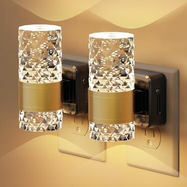 Fuligent LED Night Lights Plug into Wall 2 Pack Acrylic Nightlight with Dusk to Dawn Sensor 0100LM Stepless Dimmable 3000K Soft Light Wall Sconce Night Light Plug in for Bathroom Hallway Room