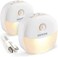 AUVON Rechargeable Battery Night Light Mini with Motion Sensor Warm White LED StickOn Closet Light with Dusk to Dawn Sensor Adjustable Brightness for Wall Stairs Hallway Cabinet 2 Pack