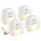 AUVON Rechargeable Battery Night Light Mini with Motion Sensor Warm White LED StickOn Closet Light with Dusk to Dawn Sensor Adjustable Brightness for Wall Stairs Hallway Cabinet 4 Pack