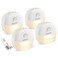 AUVON Rechargeable Battery Night Light Mini with Motion Sensor Warm White LED StickOn Closet Light with Dusk to Dawn Sensor Adjustable Brightness for Wall Stairs Hallway Cabinet 4 Pack