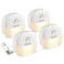 AUVON Rechargeable Battery Night Light Mini with Motion Sensor Warm White LED StickOn Closet Light with Dusk to Dawn Sensor Adjustable Brightness for Wall Stairs Hallway Cabinet 4 Pack