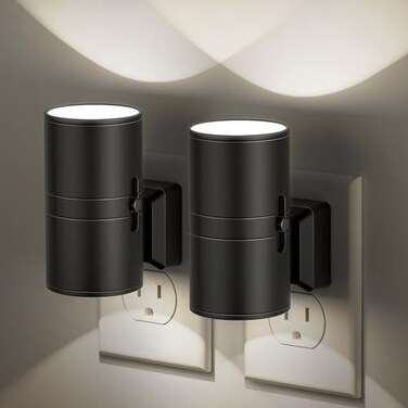 JandCase Night Lights Plug into Wall Dimmable Night Light Plug in Modern Night Lights with Dusk to Dawn Light Sensor Soft White 5000K 0100LM Adjustable Brightness Nightlight for Hallway Bedroom 2 Pack