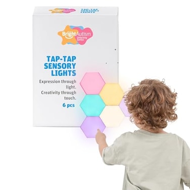 Bright Autism TapTap Touch Sensory Lights Dimmable Room Lighting for Therapeutic Educational Play Visual Tactile Soothing LED Stimulation Perfect Addition to Your Childs Bedroom 6pcs