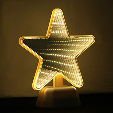 Chi-buy Chibuy Infinite Mirrors Tunnel Light LED Night Light 3D Mirrors Lights LED Stars Night Light Tunnel Mirror Light Desktop Lamp Party Home Decor Double Sided