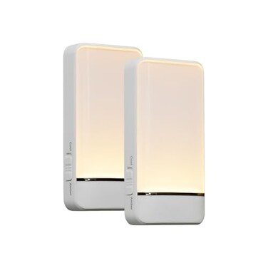 Dawnrise Night Lights Plug into Wall Invisible Motion Sensor Night Light Soft Warm or Cool White Selectable Brightness Adjustable LED Night Lights for Bedroom Bathroom Stairs Hallway 2PK