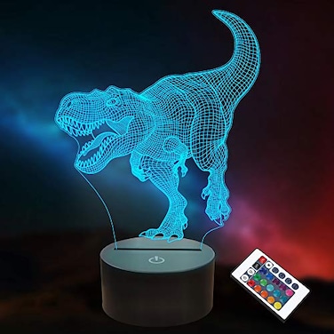 Lightzz Dinosaur Toys 3D TRex Night Light with Remote Smart Touch Timer 16 Colors Changing Dimmable Dino 3D Lamp Gifts for Boys Kids Age 2 3 4 5 6 Year Old Boy