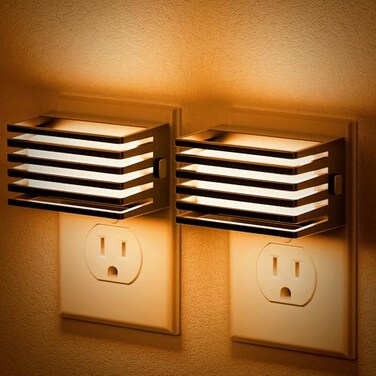 JandCase Amber Night Light 2 Pack Night Lights Plug into Wall with Dusk to Dawn Sensor Dimmable Plug in Night Light Adjustable Brightness Amber Nightlight for Bedroom Bathroom Hallway