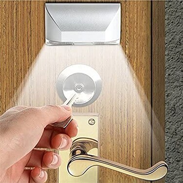DEEIRAO LENMO Keyhole Light Lamp Battery Operated PIR Infrared IR Wireless Auto Sensor Motion Detector Door Keyhole with 4 LED Bulbs Light Lamp Tap Lights LED Night Light for Key HoleDoor Lock