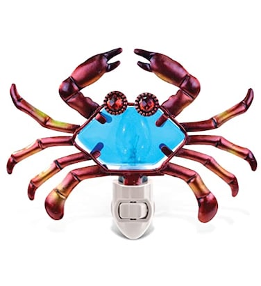 Puzzled Glass Art Night Light Plug in Decorative Socket Lamp Manual On Off Portable Lights for Stairway Bedroom Bathroom Nursery Home Accessory Kitchen Decor Crab
