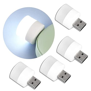 Linwnil USB Lights by Night Mini LED Bulb Plugin Warm White Compact Ideal for Bedroom Bathroom Nursery Hallway Kitchen Car USB Atmosphere Light Cold Light 4