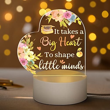 Woanger Teacher Appreciation Gift Thank You Gift from Students Heart Shaped Acrylic Lamp for Team Coworker RetirementBig Heart