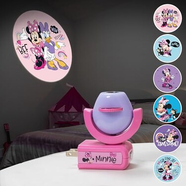 Projectables Disney Disney Minnie Mouse LED Kids Night Light Projector Dusk to Dawn Plugin Mickey Mouse for Kids Girls Bedroom Playroom Gaming Room Nursery 57958