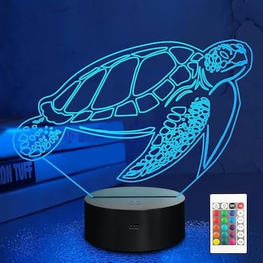 CooPark Lampeez Kids 3D Turtle Night Light Optical Illusion Lamp with 16 Colors Remote Control Changing Birthday Xmas Valentines Day Gift Idea for Boys and Girls