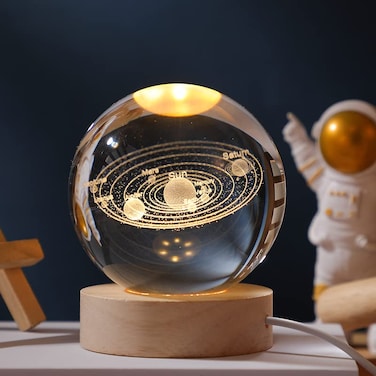 JANARARY 3D Galaxy Crystal Ball Night Light for Gifts with Colorful LED Light Base Color Changing Light with Remote as a Birthday Gift for Teens Boys and Girls Solar System Model