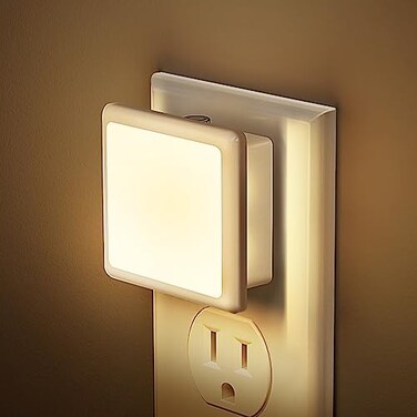 JandCase Night Lights Plug into Wall 2 Pack Plug in Night Light with DusktoDawn Light Sensor 3000K Soft White 03W LED Nightlight for Bathroom Adult Hallway