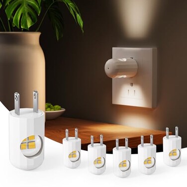 GEPLAD 6Pack LED Night Light Plugin Wall Outlet Light Soft White 3000KDusk to Dawn NightlightAmbient LightingNightlight for Bedroom Bathroom Nursery Hallway Kitchen
