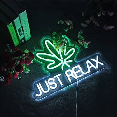 Roouneon Neon Sign Just Relax LED Neon Lights Signs for Wall DecorBedroomGame Room Party Bar DecorPowered by USB with Dimmable Switch