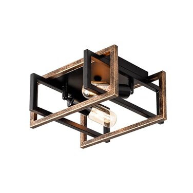 Luling 2Light Square Ceiling Light Adjustable Socket 114 Flush Mount Ceiling Lighting Fixture Easy Install Bronze Finish for Hallway BedroomDining RoomNo Bulb