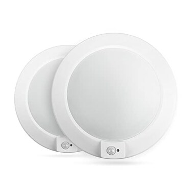 ECOELER PIR Motion Sensor Ceiling Light 3CCT Selectable Occupancy Light with Time Countdown Light Sensor 16W 1000Lm HardWired Motion Light for Garage Hallway Stairwell 2Pack