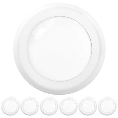 Sunco Lighting Sunco 6 Pack LED Disc Lights Ceiling 6 Inch Flush Mount Disk Light Recessed Can Lighting 1050 LM 15W 75W Equivalent 6000K Daylight Deluxe Dimmable Damp Rated ETL