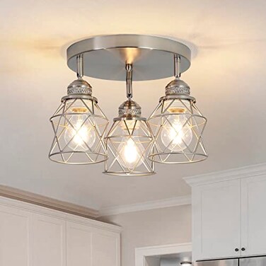ABEAJAT Kitchen Light Fixtures 3Lights MultiDirectional Ceiling Lamp with E26 Base Adjustable Flush Mount for Farmhouse Kitchen Hallway Dining Room Entryway