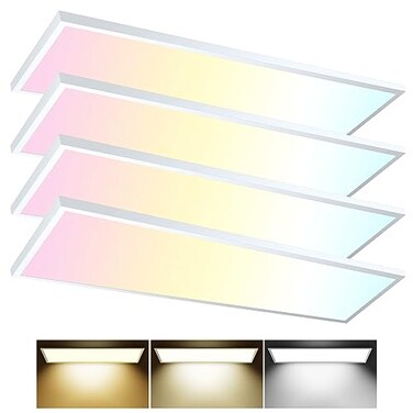 AIKVSXER 4PACK 1x4 Flat Panel Light Surface Mount LED Ceiling Light 5500LM 50W TRIAC 10100 Dimmable 300040005000k Selectable 48 Inch LED Light Fixture 120V LED Light for GarageKitchen