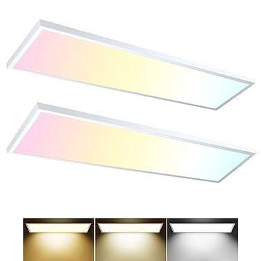 AIKVSXER 2PACK 1x4 LED Flat Panel Light Surface Mount LED Ceiling Light 5500LM 50W TRIAC 10100 Dimmable 300040005000k Selectable 120V Kitchen Ceiling Light Fixtures for GarageLaundry White