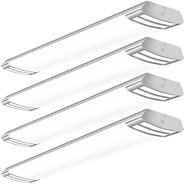 ANTLUX 4FT LED Flush Mount Puff Lights 40W 4500LM Linear Light 4000K Neutral White 4 Foot Integrated LED Wraparound Ceiling Lighting Fixtures for Kitchen Laundry Fluorescent Replacement 4 Pack