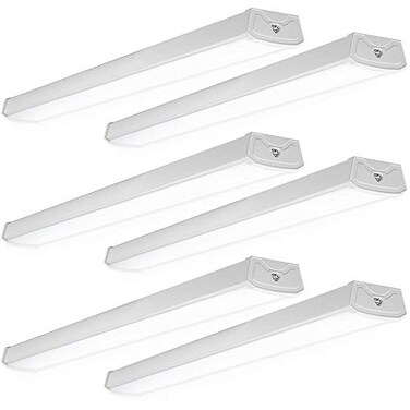 Sunco Lighting Sunco 6 Pack LED Garage Ceiling Lights Wraparound Fixture 4FTLinkable Shop Light 3500 LM 40W300W 6000K Daylight Deluxe Hardwired Surface Mount Utility Workshop Light ETL