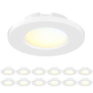 JULLISON 4 Inch LED Mini Surface Mount Light Recessed Trim Small Flush Mount Ceiling Light for Hallway Bathroom Kitchen 120V 60W Replacement 5CCT Selectable ETL Wet Rated White12 Packs