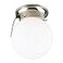 Westinghouse 6720800 OneLight FlushMount Interior Ceiling Fixture with Pull Chain Brushed Nickel Finish with White Glass Globe