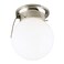 Westinghouse 6720800 OneLight FlushMount Interior Ceiling Fixture with Pull Chain Brushed Nickel Finish with White Glass Globe