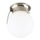 Westinghouse 6720800 OneLight FlushMount Interior Ceiling Fixture with Pull Chain Brushed Nickel Finish with White Glass Globe