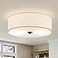 CALOKES Flush Mount Ceiling Light Fixture 13 Close to Ceiling Light with Beige Fabric Linen Drum Shade 2Light Modern Round Ceiling Light for Bedroom Hallway Dining Kitchen