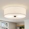 CALOKES Flush Mount Ceiling Light Fixture 13 Close to Ceiling Light with Beige Fabric Linen Drum Shade 2Light Modern Round Ceiling Light for Bedroom Hallway Dining Kitchen