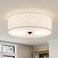 CALOKES Flush Mount Ceiling Light Fixture 13 Close to Ceiling Light with Beige Fabric Linen Drum Shade 2Light Modern Round Ceiling Light for Bedroom Hallway Dining Kitchen